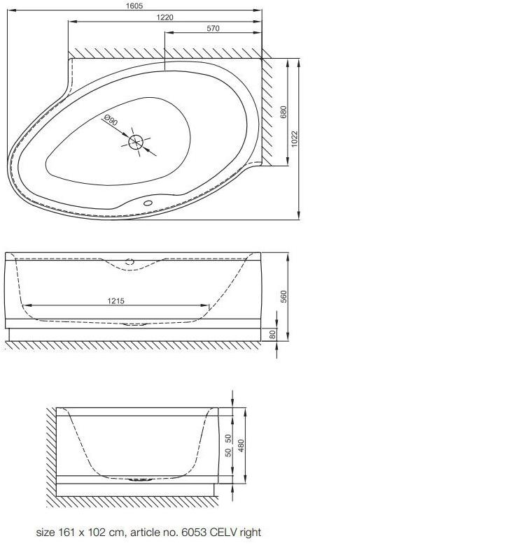 Bette Асимметричная ванна из эмалированной стали  6052/6053  - Вид №3