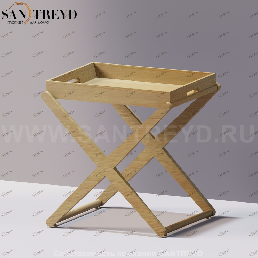 Agape X Низкий столик со съемным лотком под натуральный дуб ACOM0623RT