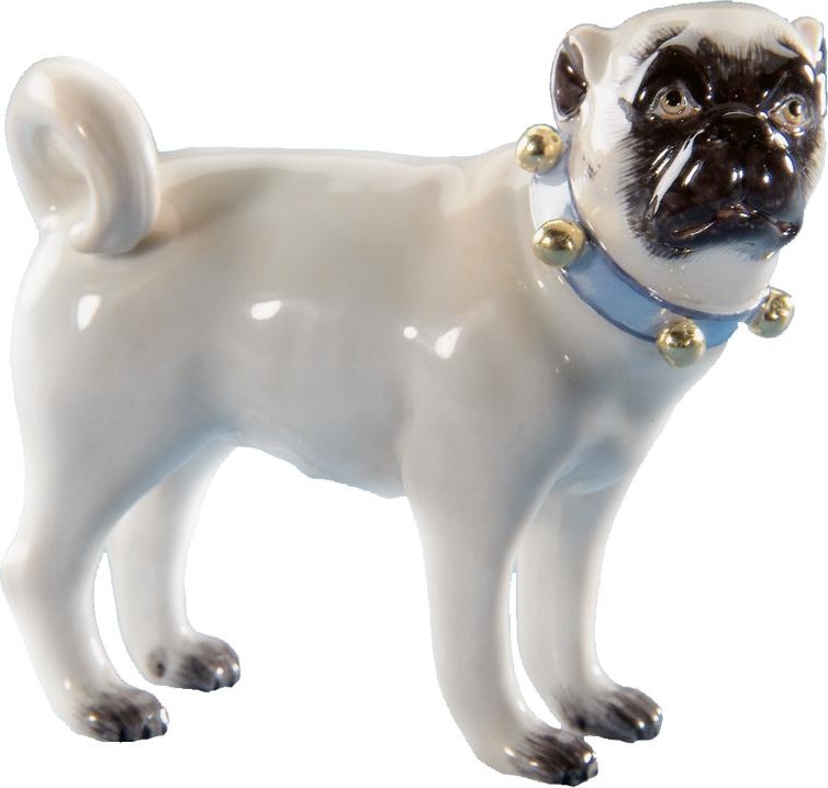 77745 Meissen Фигурка 7см "Мопс с бубенцами" (Э.А.Лейтериц, 1868 г.) Фарфор 