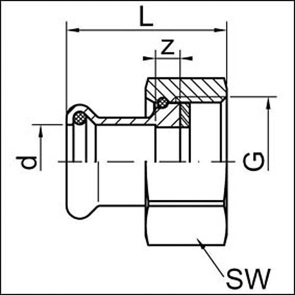 128359G28112 SANHA 28359G SANHA-Therm Industry разъемн.соед.с плоск.упл. 28x11/2 мм  - Вид №1