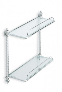 G694GIUNONE(08) Stil Haus Giunone, стеклянная 2-ух уровневая полка с ограждением , цвет хром