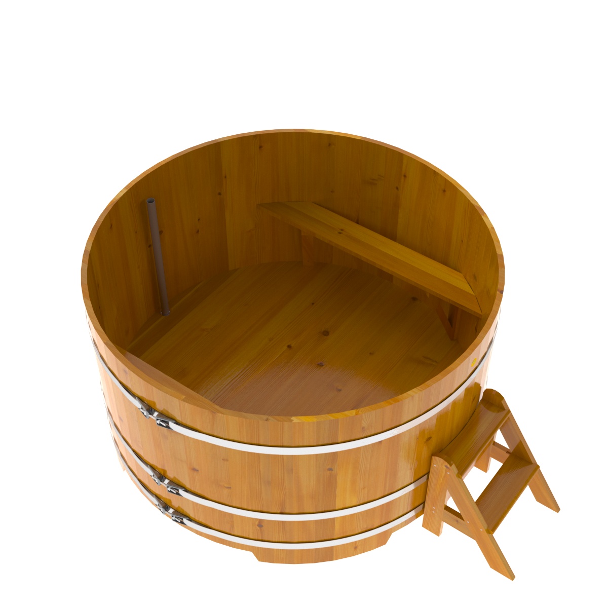 2237 Купель круглая из лиственницы Рустик d=1,80х1,0 натуральный Alyarus  - Вид №2