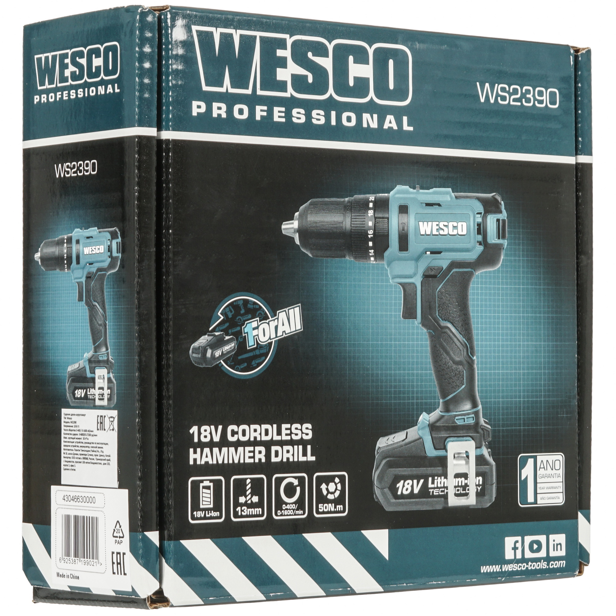 Дрель-шуруповерт Wesco WS2390 1ForAll 18V 5410727 STDN-0068523 - Вид №10