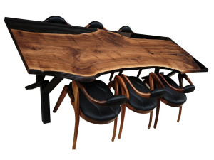 Прямоугольный стол из орехового дерева и смолы