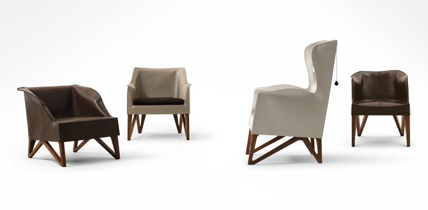 Giorgetti Кресло Wing из кожи с подлокотниками Mobius sun-id-1345546 - Вид №4