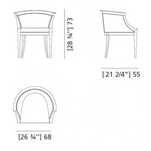 Вишневое кресло с подлокотниками Morelato современный ARCH-00099808 - Вид №2