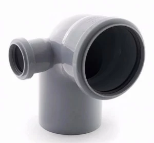 Отвод ПВХ канализационная D110х90° с выходом 50 (левый)