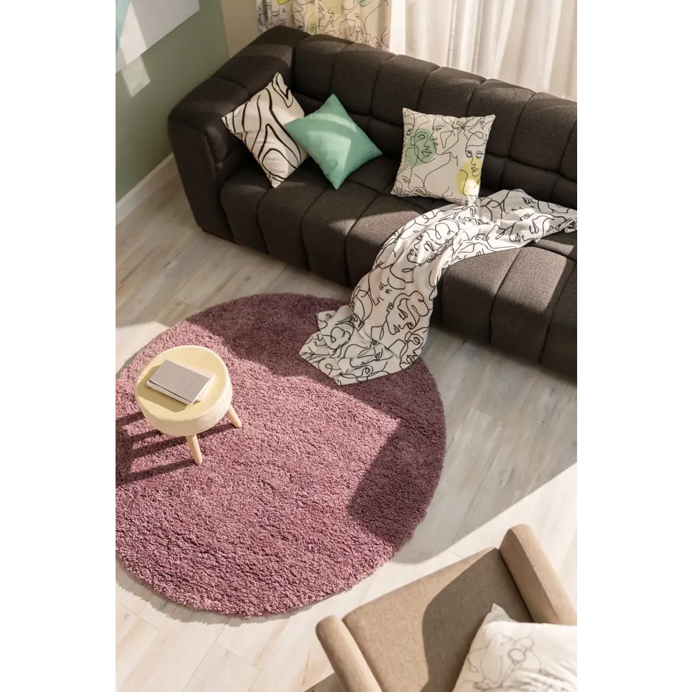 Ковер полипропилен Шагги Тренд L001 ø150 см цвет сиреневый MERINOS STLM-2193295 - Вид №4