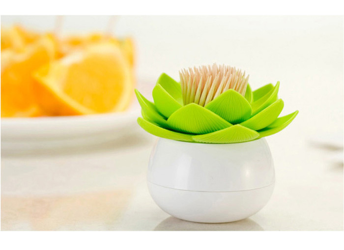 QL10156-WH-GN Держатель для зубочисток lotus белый-зеленый Qualy  - Вид №1