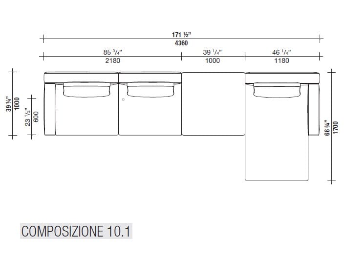Кожаный диван с полуостровом Lema Venise ARCH-00001213 - Вид №12