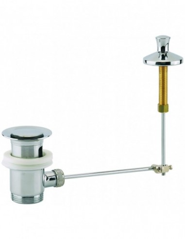 100100 000 00  Автоматический слив для умывальника из хромированной латуни с вертикальным язычком, затяжка 40/48 мм Valentin Хром  - Вид №1