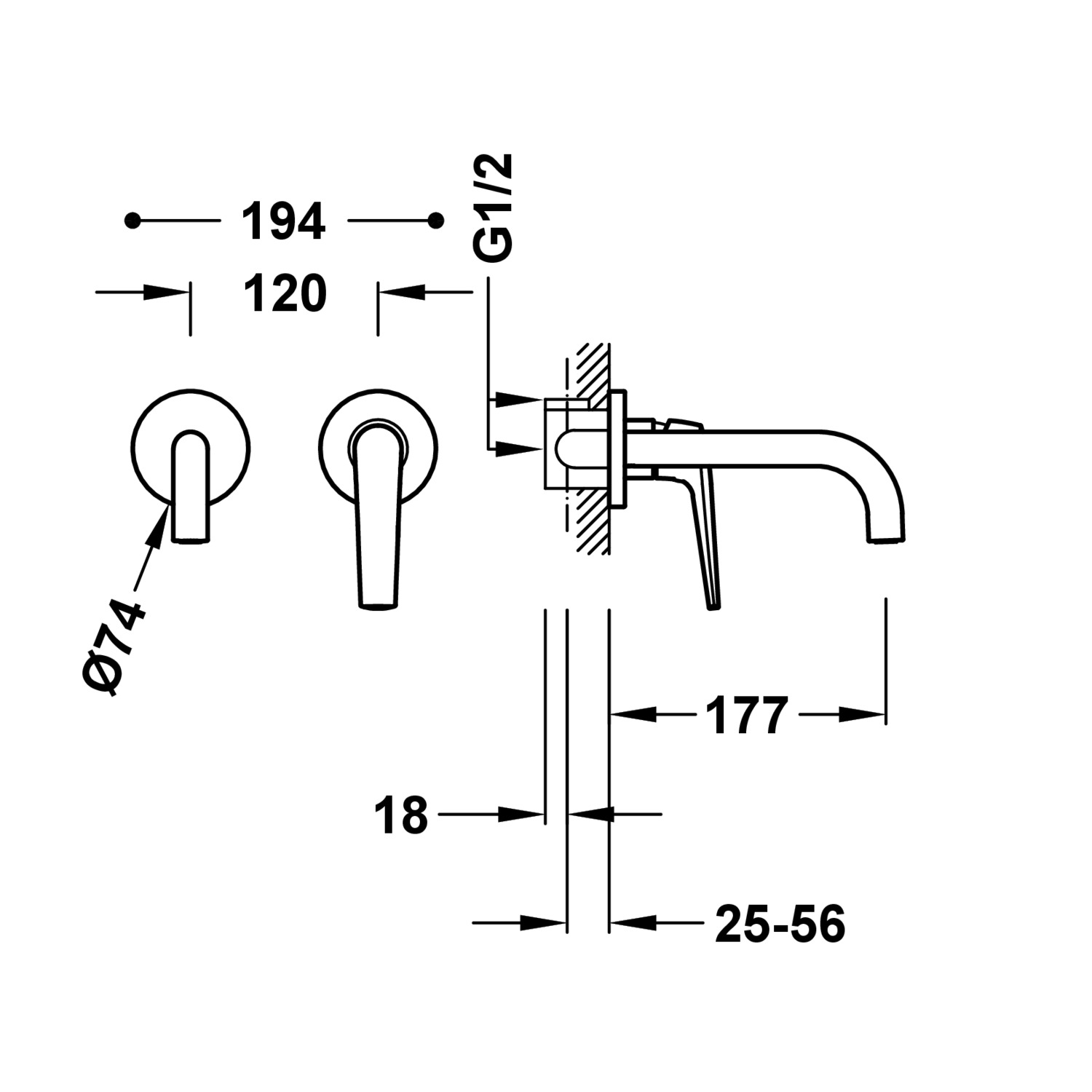 Смеситель для скрытого умывальника FUJI с одной ручкой-28130001OPM TRES - Вид №1