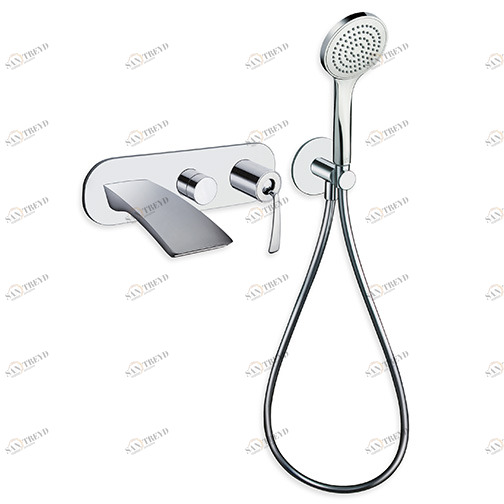 CRIBO103 Внешние части смесителя для ванны / душа для CRICS100 (правая сторона) - CRICS101 (левая сторона) с переключателем на 3 выпускных отверстия, гибким шлангом LONG LIFE, ручным душем против накипи и металлической пластиной - Свободный поток Cristina CRISTINA Rubinetterie 