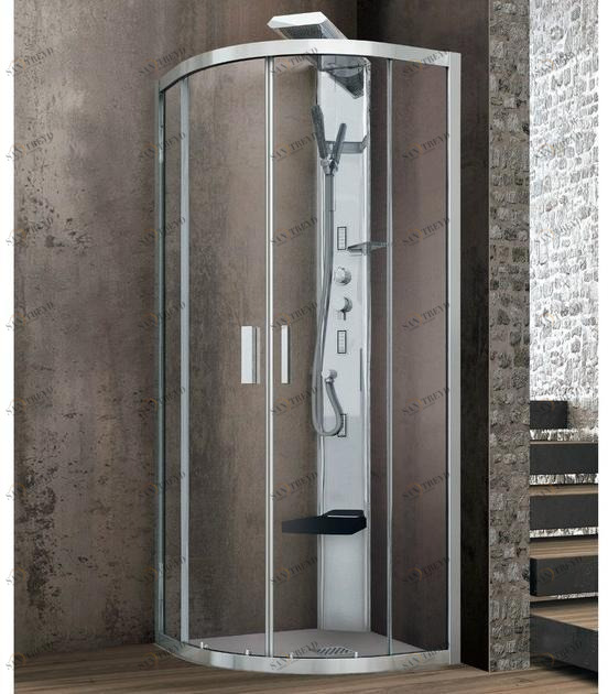 Gruppo Geromin Изогнутая угловая душевая кабина с двумя раздвижными дверцами Flow sun-id-1489859