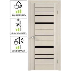 Дверь межкомнатная Premier 22 остекленная ПВХ ламинация ясень капучино 80х200 см