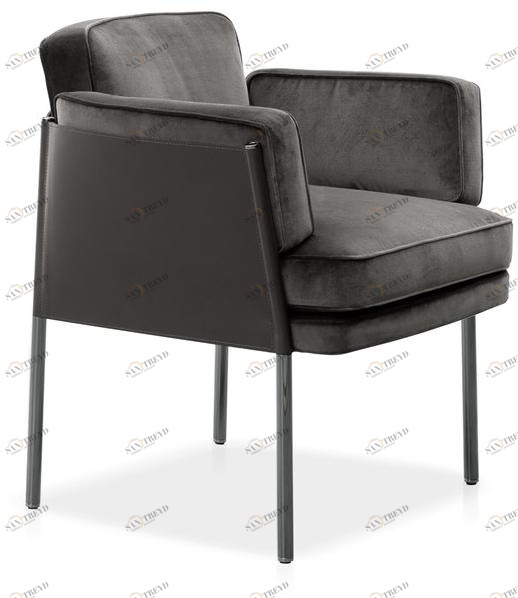 Minotti Стул из ткани и кожи с подлокотниками Shelley sun-id-1346255