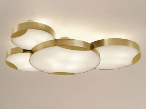 Светодиодный потолочный светильник ручной работы из металла и алебастра