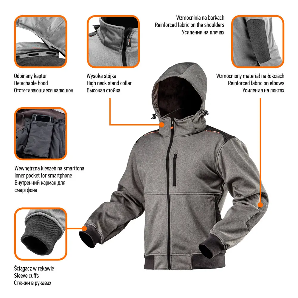 Толстовка Neo Softshell, отстегивающийся капюшон, размер S Neò STLM-2062981 - Вид №1