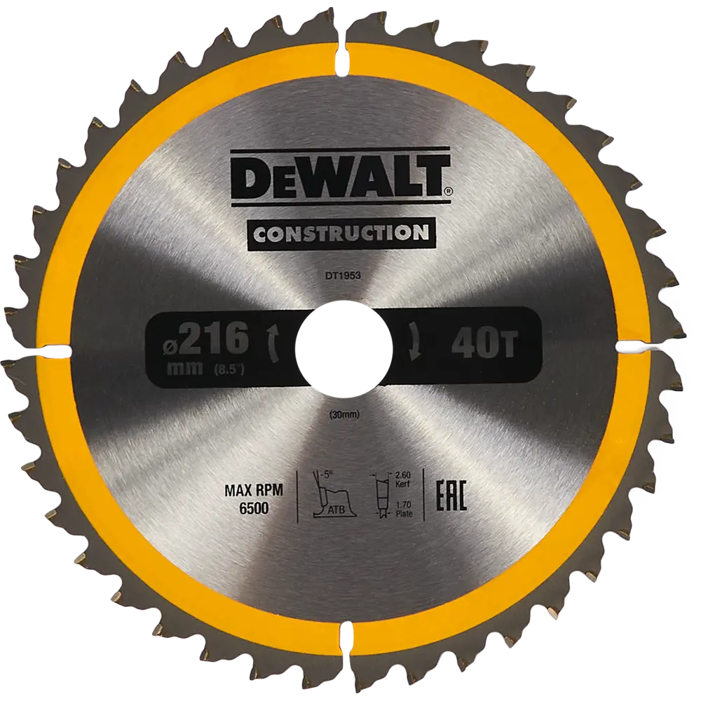 Диск пильный по дереву Dewalt DT1953 40Т 216x30x1.7 мм 82170529 STLM-2156298 