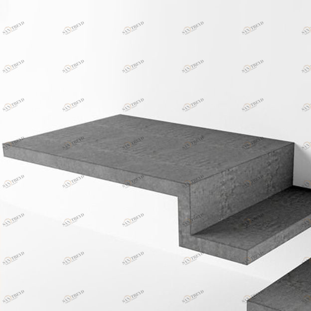 BetOn Площадка лестницы со ступенью с креплением 1240*900 серая ЛЕСТНИЦЫ ИЗ БЕТОНА ST702Р