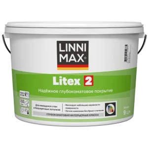 Краска для стен и потолков моющаяся Linnimax Litex 2 матовая цвет прозрачный база C 9 л