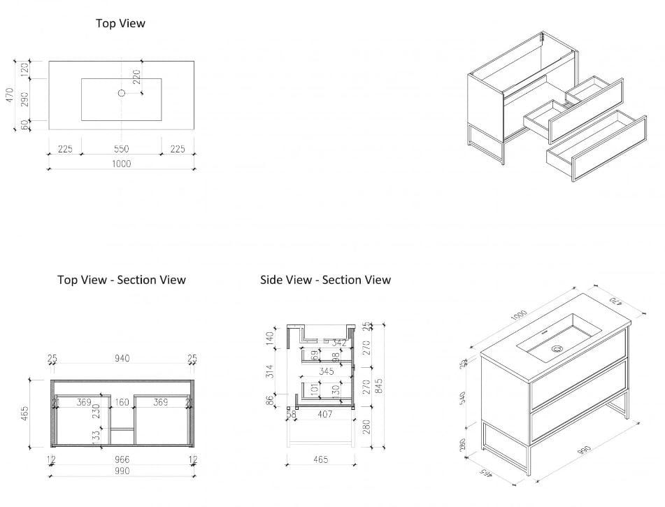 Деревянный одиночный напольный умывальник с ящиками LUSSO Piana ARCH-00052257 - Вид №4