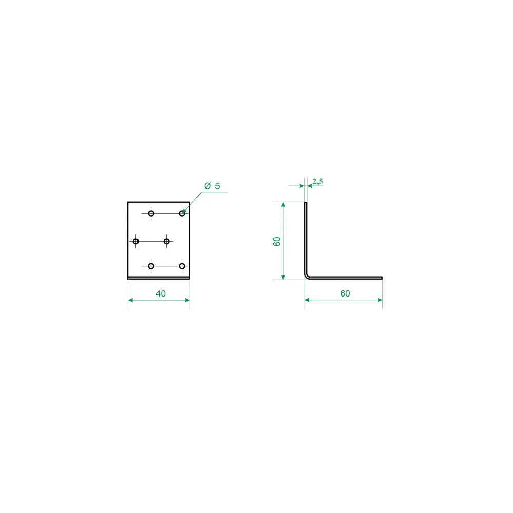 Угол крепежный монтажный сталь оцинкованная 60x40x2.5x60 мм Santreyd STLM-2036128 - Вид №1