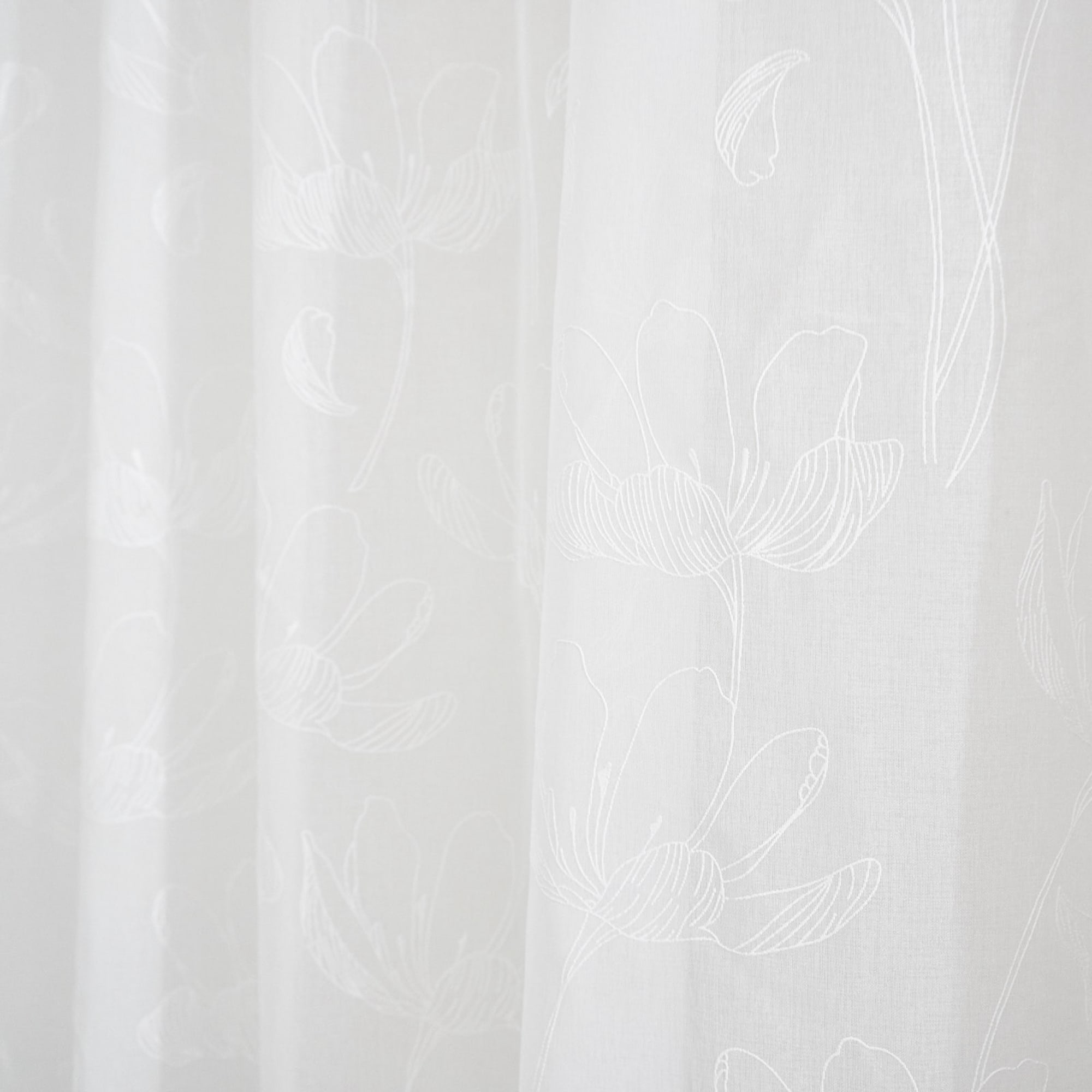 86116069 Штора на ленте для кухни "Цветы" 140x180 см цвет белый Santreyd  - Вид №2