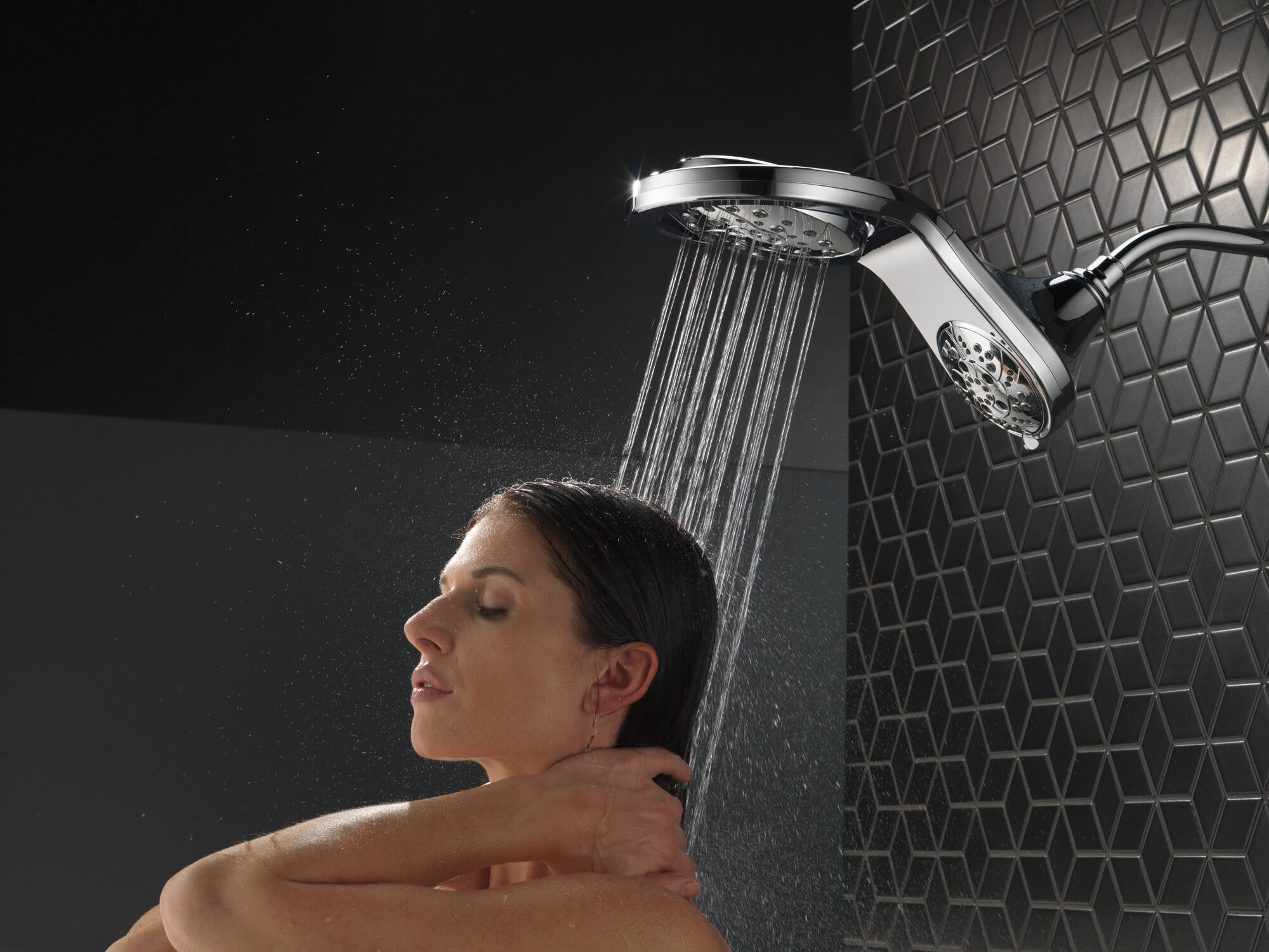 58581-25-PK HydroRain® H2Okinetic® 5-регулировочная душевая лейка два в одном Delta Faucet Universal Showering Хром  - Вид №4