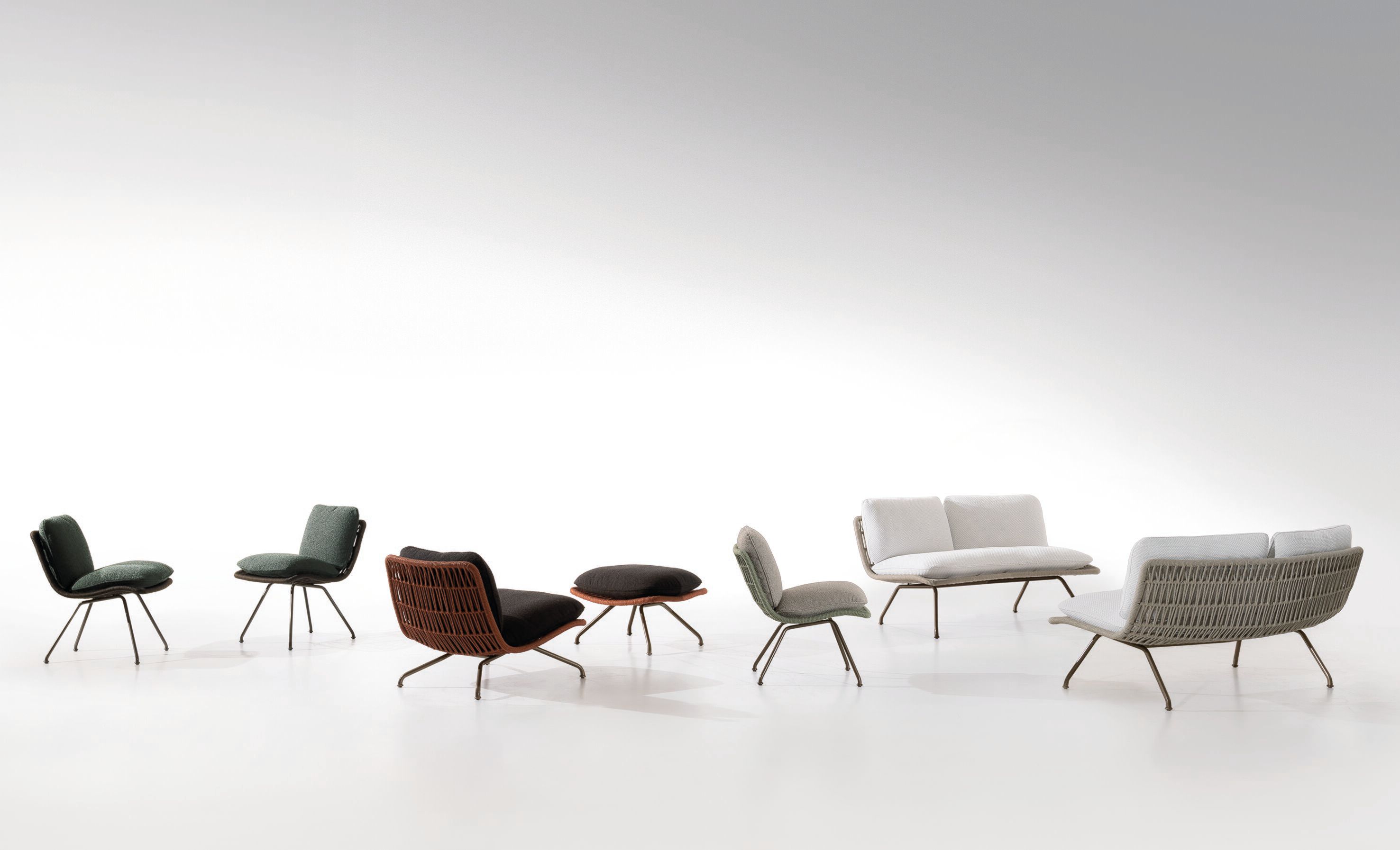 Ткань мягкий открытый стул Minotti Pattie Cord Outdoor ARCH-00119078 - Вид №1