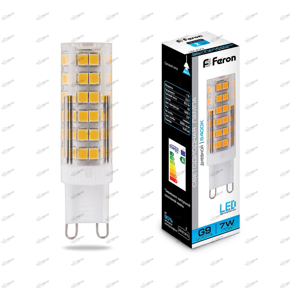 Лампа светодиодная Feron G9 7W 6400K LB-433 25768 FERON  00-3956540 Прозрачный 