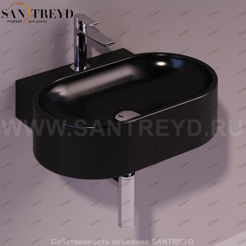 FL17NERO Подвесная раковина настенная овальная Simas Flow черная
