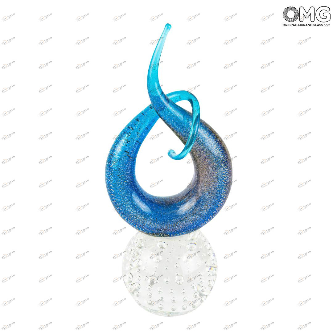 3577 ORIGINALMURANOGLASS Скульптура Синий Узел любви - муранское стекло OMG 9 см 