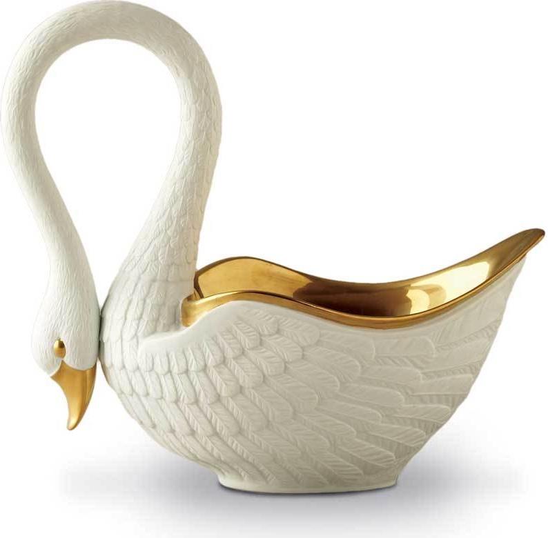 10571248 L’Objet Чаша 8х18см "Белый лебедь" (внутр. позолота) Фарфор 
