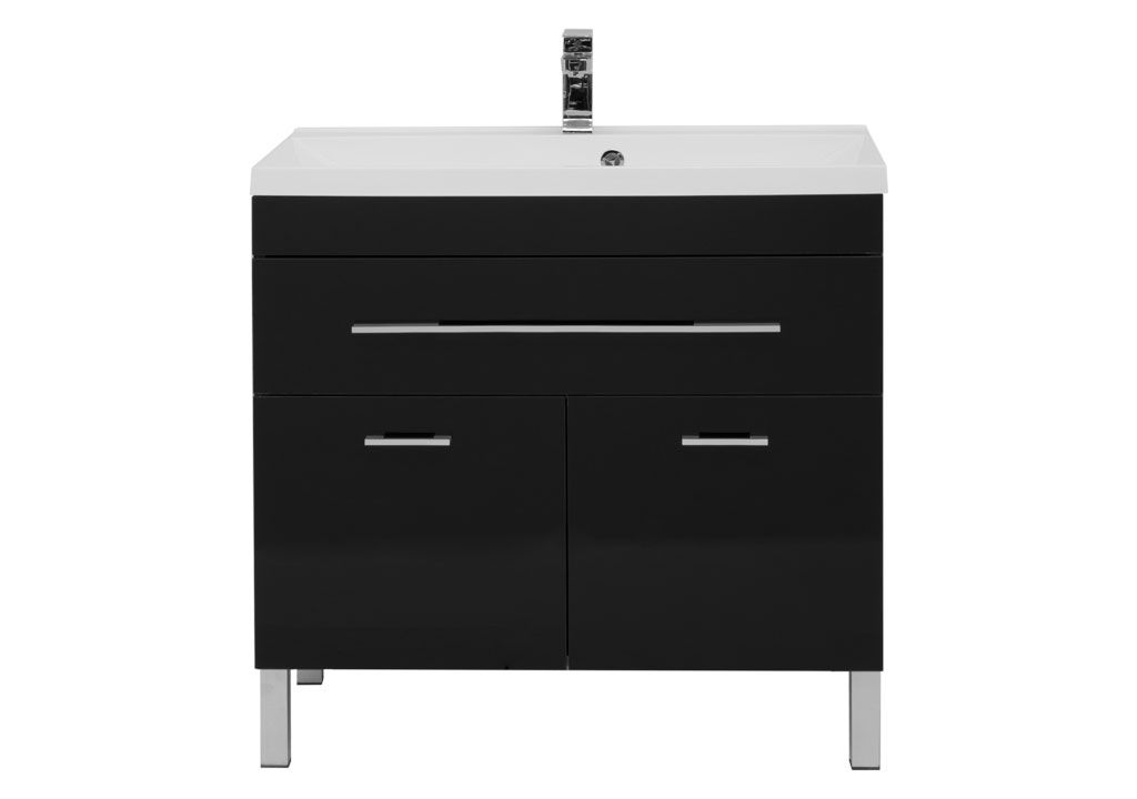 Тумба с раковиной Aquanet Верона NEW 90 черный (напольная 1 ящик 2 дверцы) 0018270900204119 - Вид №2