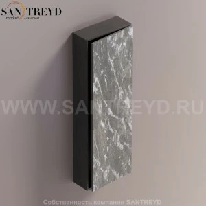 LIFT Модульный шкаф 120 см с правой дверью на доводчиках. Модули могут располагаться горизонтально и вертикально. Отделка: темный дуб и серый мрамор. AMOB054GCRWDX