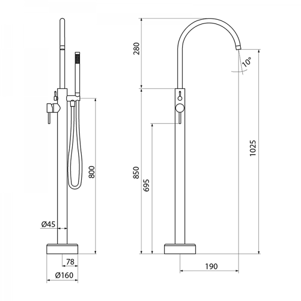 47450742 PREMIUM колонка Ванна Черный GRB MIXERS Time - Вид №1