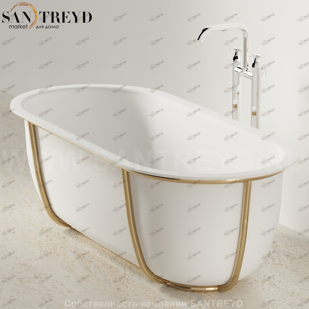 Ванна свободностоящая CUNA на бронзовом металлическом каркасе белая Agape AVAS10790ZBR