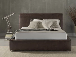 Flexstyle Двуспальная кровать из кожи с обитым изголовьем