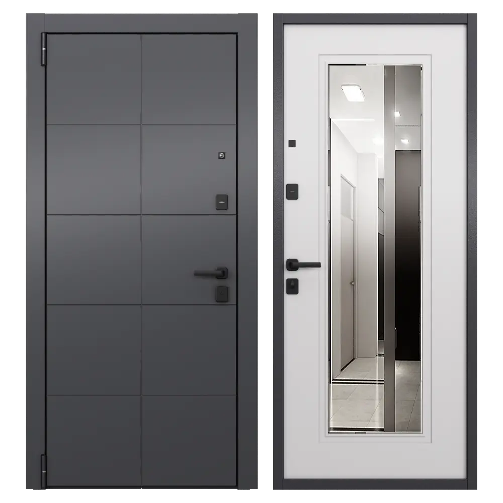 Дверь входная металлическая Гибсон 86x205 см левая скай беленый с зеркалом TOREX STLM-2148186 - Вид №1