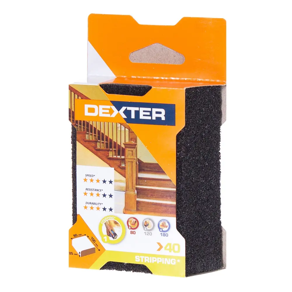 18782848 Губка шлифовальная абразивная четырехсторонняя Dexter P40 100x80x25 мм STLM-0012662  - Вид №2