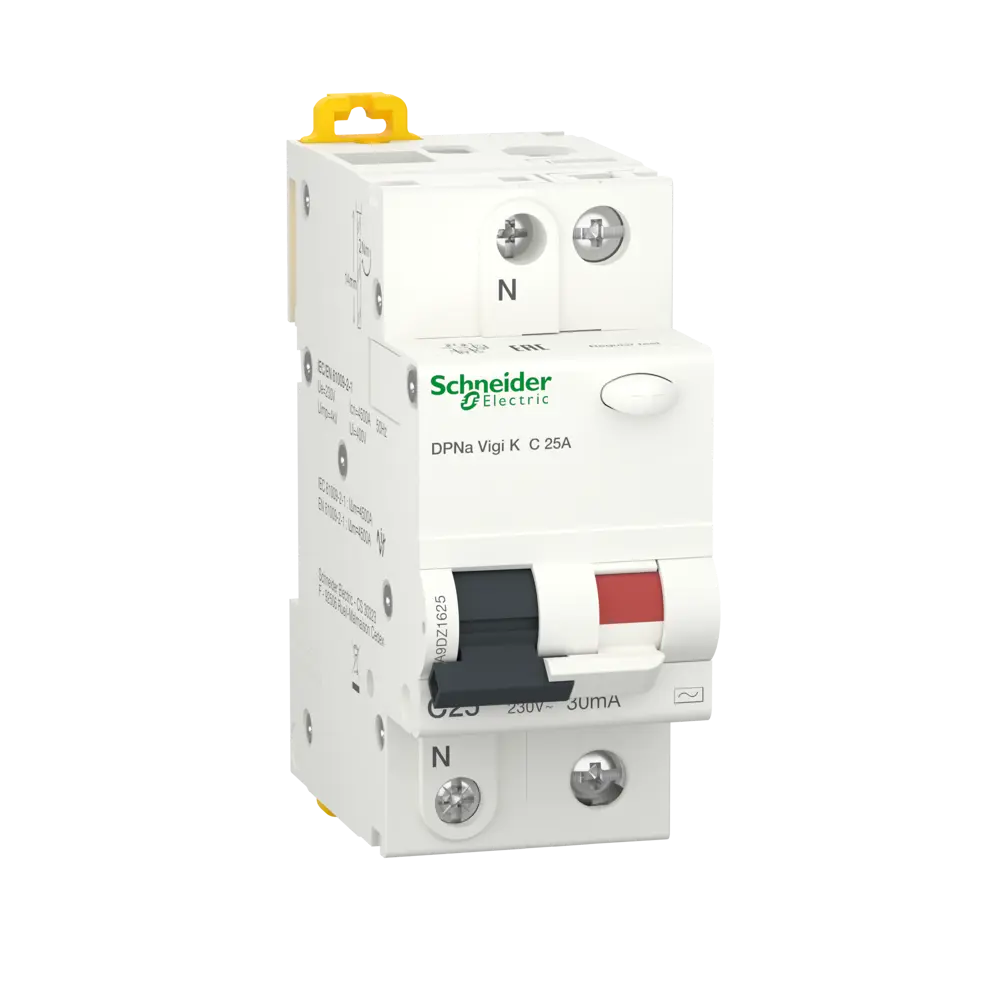 Дифференциальный автомат Systeme Electric Acti9 1P N C25 A 30 мА 4.5 кА AC A9DZ1625 82850879 STLM-2152878 