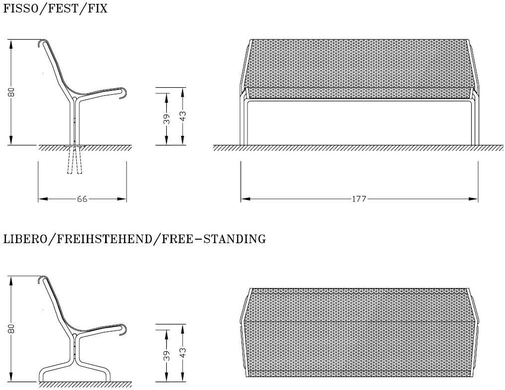 Euroform W Скамья из нержавеющей стали со спинкой Contour 325e - Вид №2