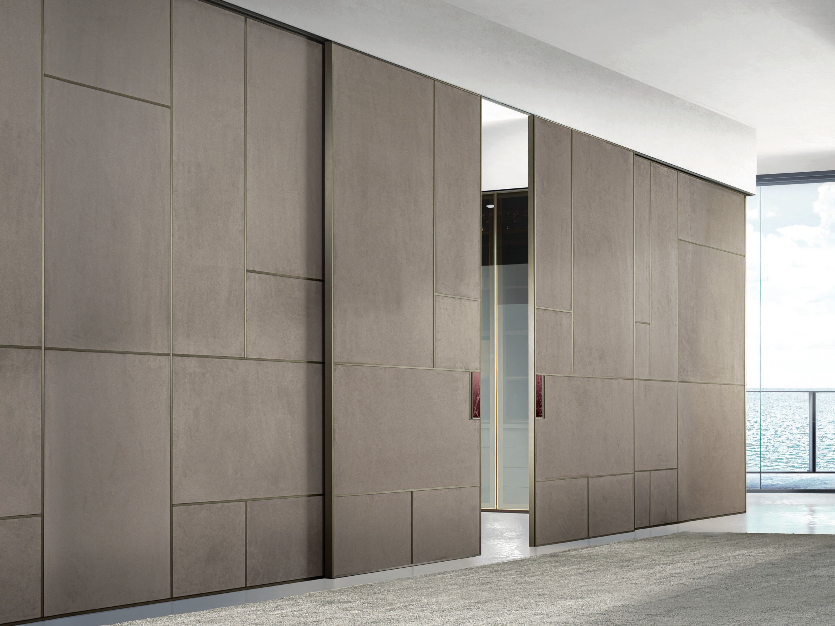 Кожаная дверь Longhi Алюминиевые шикарные двери ARCH-00112529