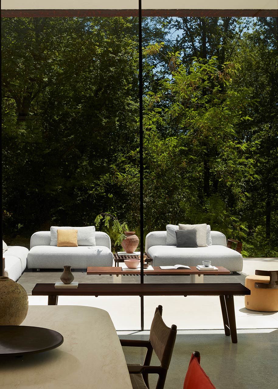 Низкий садовый столик из красного дерева и мрамора Exteta Panarea ARCH-00090767 - Вид №10