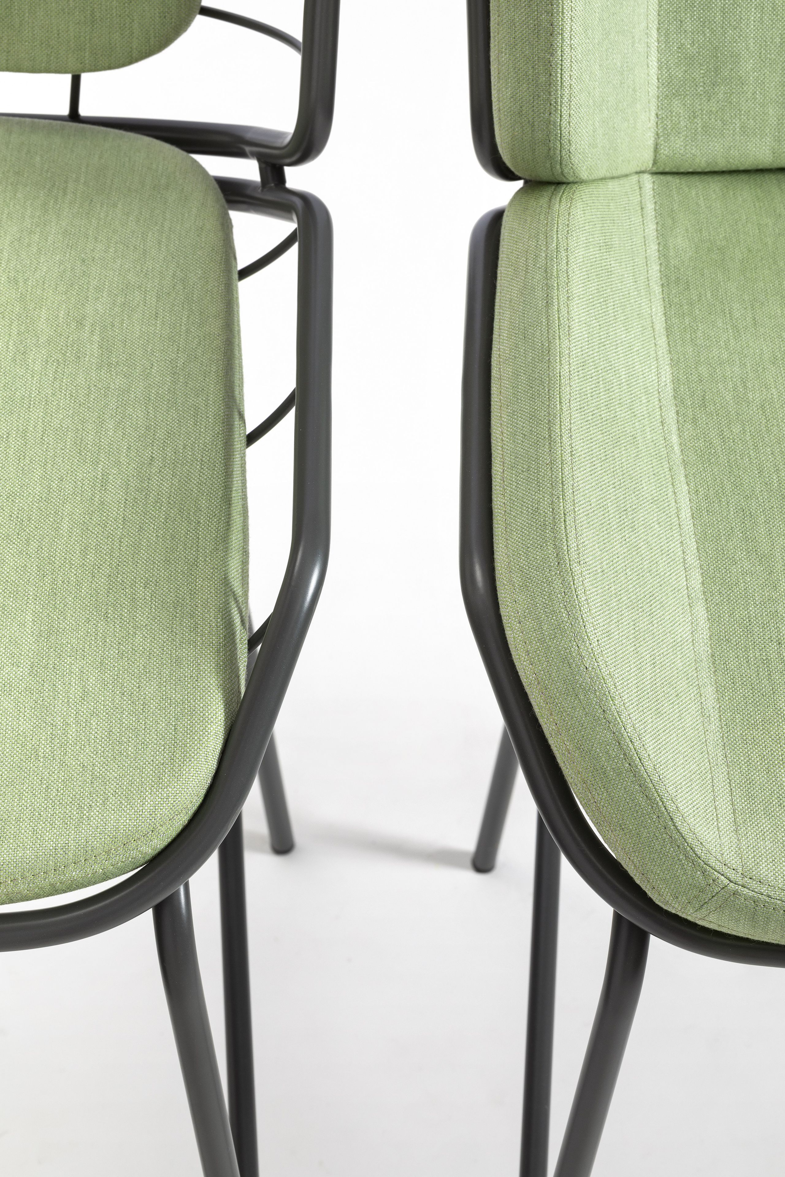 Металлический мягкий табурет с подставкой для ног со спинкой TrabA' Кожа ARCH-00045469 - Вид №26