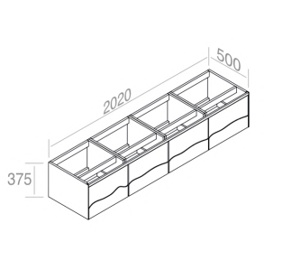 C375M4L50.101NC Тумба подвесная с 4 выдвижными ящиками A. e T. Italia TRACE Белый матовый - орех Каналетто Италия AeT ITALIA - Вид №7