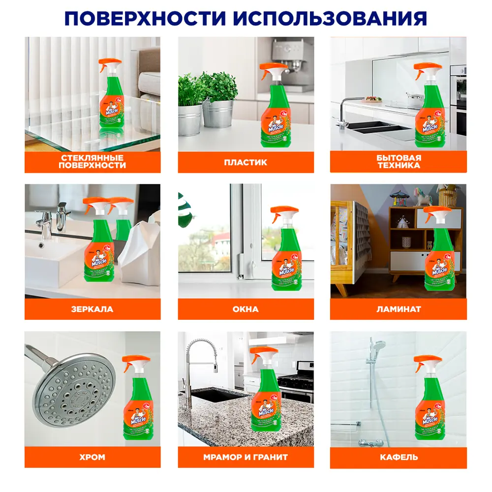 Mr. Muscle Утренняя Роса - чистящее средство для стекол и зеркал 530мл 89360519 MR.MUSCLE STLM-1072242 - Вид №5