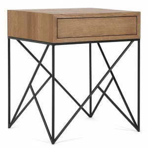 Тумбочка прикроватная для спальни темный дуб с черными ножками Prince INTELLIGENT DESIGN  260841 Бежевый