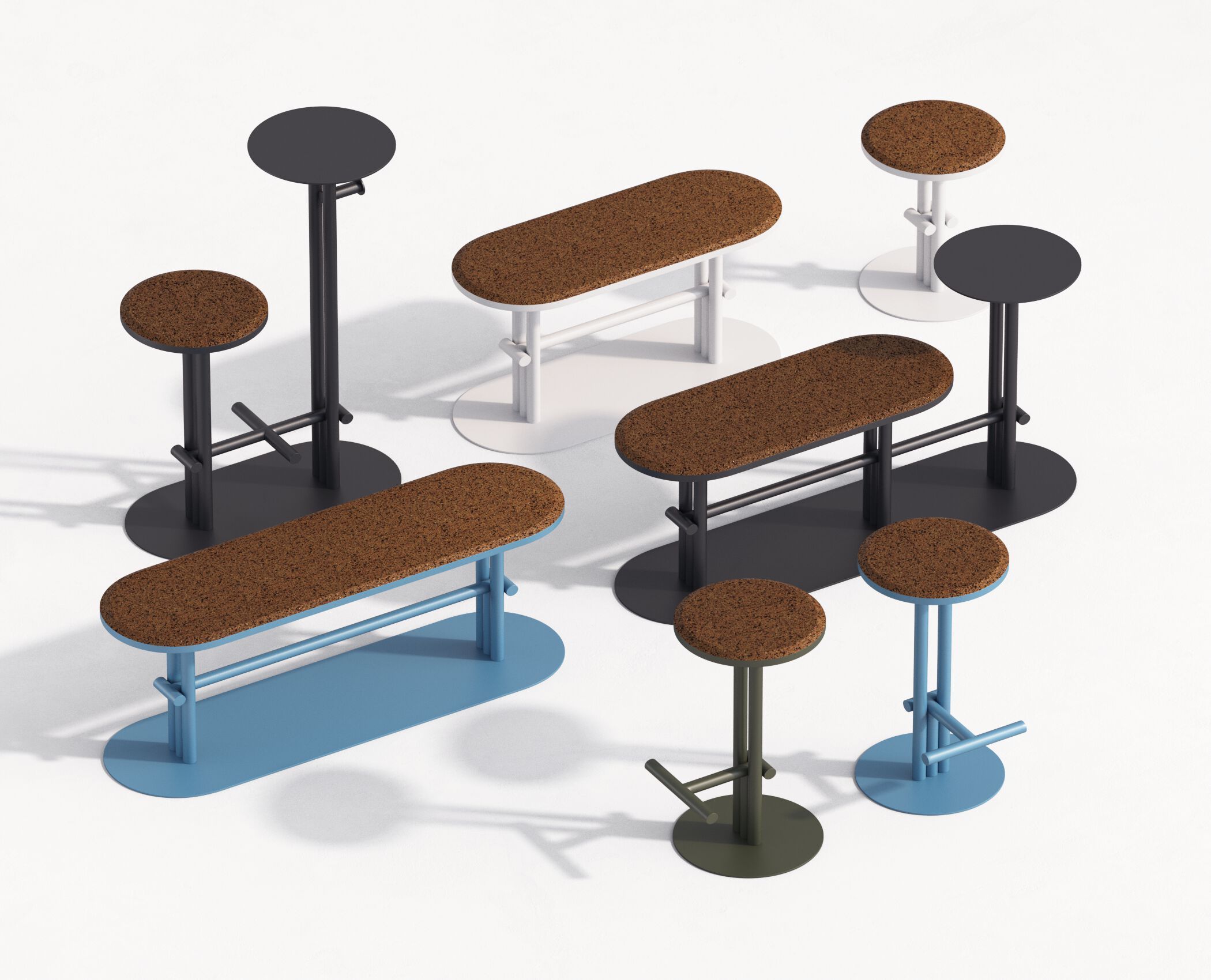 Стальная и пробковая садовая скамейка с журнальным столиком Joyf точка ARCH-00150615 - Вид №4